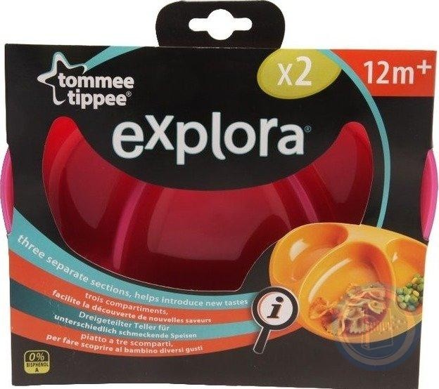 Tommee Tippee Explora 2 x Section Plates Pink/Orange