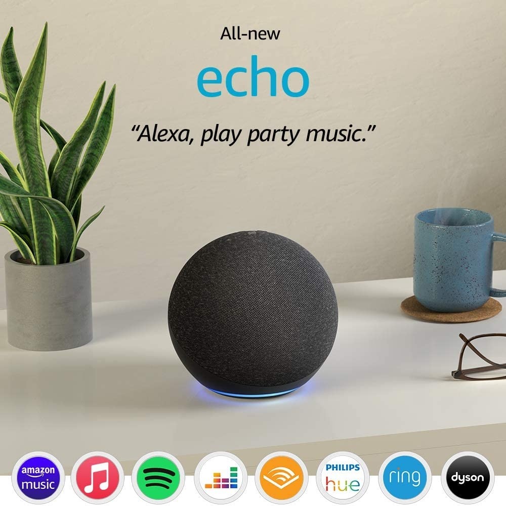 Amazon Echo (4th generation) | With premium sound, smart home hub and Alexa | Charcoal