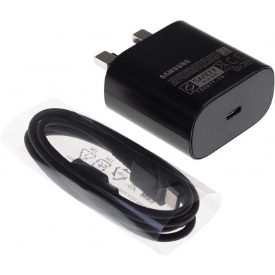 Samsung Original EP-TA800UBE Black 25W Super Fast Charging Type C to Type C Mobile Phone Mains Plug/Wall Charger