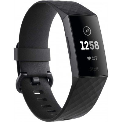 Fitbit Charge 3 Advanced Fitness Tracker with Heart Rate, Graphite/Black, One Size